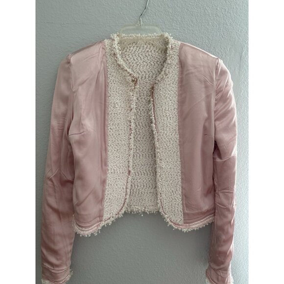 St John Boucle Tinsel Tweet Jacket White Pink Lined Sz 2 Sparkly Glimmery Barbie - Picture 11 of 13